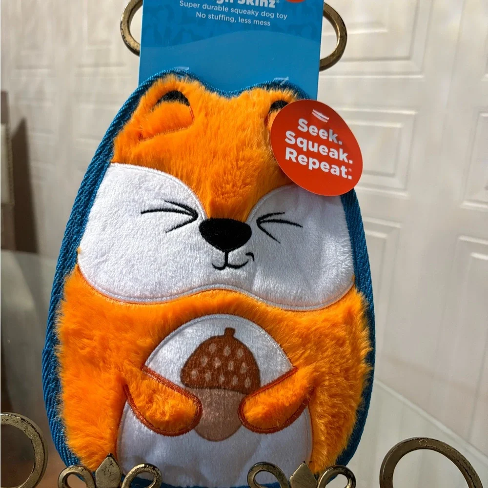 Outward Hound Tough Skinz  Durable Squeaky Dog Toy , Fox 🦊 , 9”